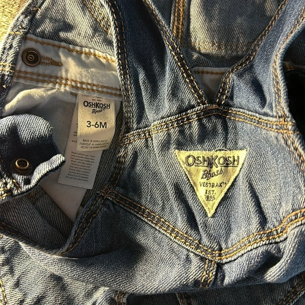Like New Oshkosh bgosh Overalls 3-6m heart and rainbow patch
